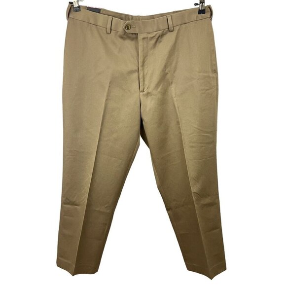 Perry Ellis Portfolio Mens Dress Pants Size 38x29 Sandstone Beige No Iron Flat F - Picture 1 of 9